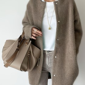 Resim 9 Renk Sonbahar/Kış Ultra Yumuşak Tasarım Kadınlar İçin Oversize Tweed Kaban 