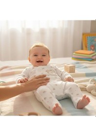 Resim Sebi Bebe Kruvaze Geyikli Patiksiz Tulum 1143 Ekru 