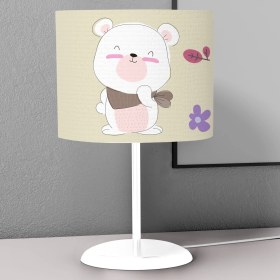 Resim instababyrooms Ayı Yaprak ve Çiçek Desenli Çocuk Odası Dijital Baskılı Çocuk Odası Masaüstü Abajur Avize 