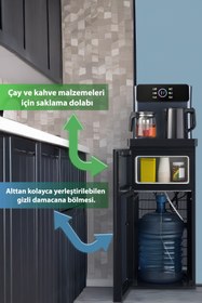 Resim Kiwi Kwp-8570 Gizli Damacanalı , Dahili Otomatik Çaycılı, Sıcak Soğuk Dijital Su Sebili 