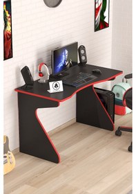Resim Oyuncu Masası Gamer Model Çalışma Masası Siyah-kırmızı Model Hilal Model 