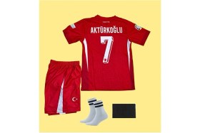 Resim Alaturka Mix Türkiye Kerem Aktürkoğlu Kırmızı Milli Takım Çocuk Futbol Forma 4'lü Set Forma+Şort+Çorap+Bileklik 