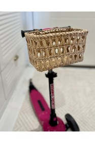 Resim AFRALYAHOME Hasır Bambu Rattan Scooter Sepeti Bisiklet Sepeti - Kitaplık Sepeti 