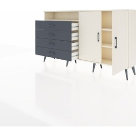 Resim Arges Konsol 3 Raflı 4 Çekmeceli 2 Kapaklı 176x30x99 Aytaşı-aytaş Aytaşı-aytaşı/antrasit 