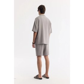 Resim AVVA Erkek Nardo Gri Apaj Yaka Soft Touch Kısa Kol Oversize Fit Gömlek A51Y2006 