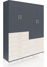 Resim Hyperion Gardrop 7 Raflı 8 Çekmeceli 4 Kapaklı 176x44x221 Antrasit-antrasit/aytaşı Antrasit/aytaşı 