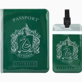 Resim Harry Potter Slytherin Pasaport Kılıfı ve Valiz Etiketi Seti - Yeşil 