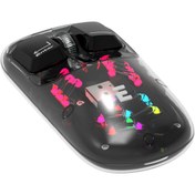 Resim Everest OPAL Şarj Edilebilir Sessiz Siyah Transparan RGB 2in1 2BT ve 2.4GHz Kablosuz Mouse 