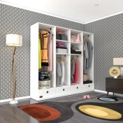 Resim Kenzlife giysi dolabı 4 bölmeli 4 çekmeceli kamil 182*200*42 byz dolap kapaksız 