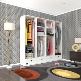 Resim Kenzlife giysi dolabı 4 bölmeli 4 çekmeceli kamil 182*200*42 byz dolap kapaksız 