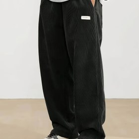 Resim Sonbahar/Kış için cepleri detaylı büyük beden kadife rahat bol kesim pantolon 