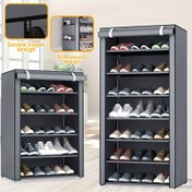 Resim Fermuarlı Kapaklı 6/8/10 Katlı Ayakkabı Rafı, Yan Cepli Çok Fonksiyonlu Saklama Rafı, Spor Ayakkabılar/Topuklu Ayakkabılar için Uygun Sağlam Metal Çerçeve, Giriş/Köşe için Kompakt Depolama (yalnızca pişirme için), Kolay Kurulum Alet Gerektirmez 