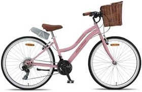 Resim Retro Classic 26 Jant Bisiklet, Shimano 21 Vites, Hasır Sepetli Vintage Şehir Bisikleti 