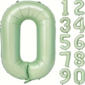 Resim 32 İnç Yeşil Folyo Numara Balonları 0-9 Kıvrık Kurdele ile - Doğum Günü, Evlilik Yıldönümü & Kutlama Süslemeleri için Mükemmel 