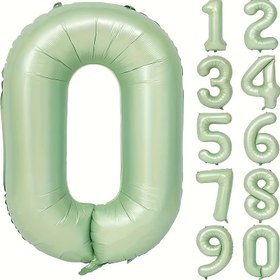 Resim 32 İnç Yeşil Folyo Numara Balonları 0-9 Kıvrık Kurdele ile - Doğum Günü, Evlilik Yıldönümü & Kutlama Süslemeleri için Mükemmel 