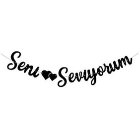 Resim Siyah Seni Seviyorum Kaligrafi Banner 