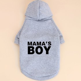 Resim Küçük Köpekler ve Kediler İçin Rahat Kışlık Kapüşonlu Sweatshirt - %100 Polyester Örgü "MAMA's BOY" Baskılı, Elde Yıkama, Sonbahar İlkbahar Kış Sıcak Evcil Hayvan Giysisi Teddy, Chihuahua, Pomeranian, Küçük Irklar İçin 
