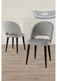 Resim Canisa Pane Serisi 4 Adet 1. Sınıf Babyface Kumaş Siyah Metal Ayak Gri Mutfak Sandalyesi Sandalye Gri Ayak Siyah 