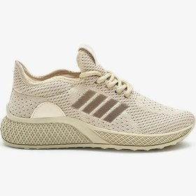 Resim Unisex Ortopedik Spor Ayakkabı Şeritli Bağcıklı Hava Alan Ultra Rahat Hafif Taban Sneaker T-135 Bej 
