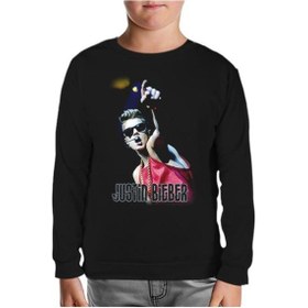 Resim Justin Bieber Siyah Çocuk Sweatshirt Siyah 