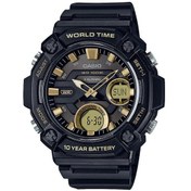 Resim Casio Aeq-120w-9avdf Quartz Silikon Siyah 10 Atm 52 Mm Erkek Kol Saati Siyah 