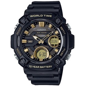 Resim Casio Aeq-120w-9avdf Quartz Silikon Siyah 10 Atm 52 Mm Erkek Kol Saati Siyah 