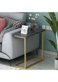 Resim Narin Yan Sehpa, Metal Ayaklı Yan Sehpa, Ev-ofis - Antrasit/gold Antrasit/gold 
