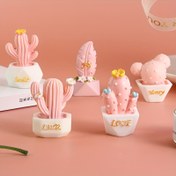 Resim 1 Set of 5 Mini Pink Cactus Ornaments - Love Slogan, Mükemmel Sevgililer Günü Masaüstü Dekorasyonu, Kızlık Kalp Karikatür Temalı Reçine Aksesuarları, İç Mekan Dekorasyonu için Çeşitli Oda Tipleri için Uygun, Sevimli Masa Süsleri 