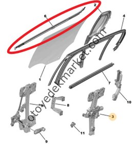 Resim Peugeot 208 (2020-2023) Sol Arka Kapı Camı Dış Yatay Sıyırıcı Fitili Fitili (Orjinal) 