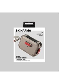 Resim Airpods Uyumlu Pro 2 Kılıf Skinarma Magnetik Kilitli Airbagli Tasarım Mecha Kılıf Gold 