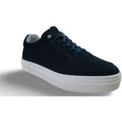 Resim Erkek Hakiki Deri Casual Sneaker Lacivert 