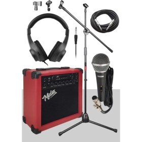 Resim MGA-25RD-PAK Elektro Gitar Amfisi 25 Watt USB Bluetooth ve Şarjlı (Amfi Mikrofon Stand Kulaklık Jack 