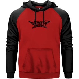 Resim Babymetal Logo Black Renkli Reglan Kol Sweatshirt Kapşonlu - 4XL / Kırmızı 