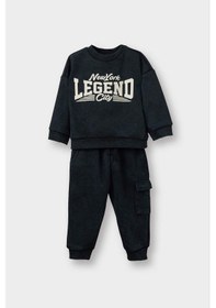 Resim Defacto Erkek Bebek 2li Takım Baskılı Sweatshirt Eşofman Altı G5132a525wnar202 Antrasit-ar202 