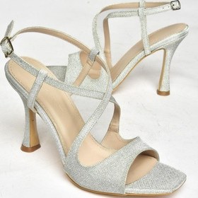Resim Fox Shoes S569816814 Gümüş Sim İnce Topuklu Kadın Ayakkabı Gümüş 