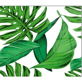 Resim Olinpa Cam Ocak Arkası Koruyucu | Yeşil Yaprak Desenli 