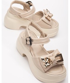 Resim Kadın Dolgu Topuk Sandalet Bej Baretli Tavşan Figürlü Tokalı-3853 Bej 