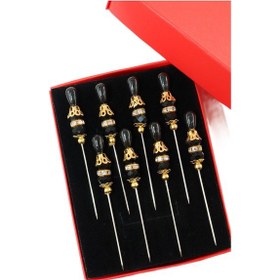 Resim Numetal 8 Li Boncuklu Taşlı Eşarp İğnesi. Şal İğnesi. Türban İğnesi. Başörtü İğnesi. Eşarp Ve Şal İğnesi. Gümüş 