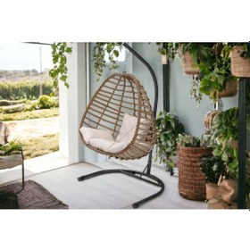 Resim Tu Tienda Rattan Tek Kişilik Bahçe Balkon Ev Salıncağı,kahverengi Krem 