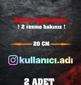 Resim Modifiye Fabrikası Instagram Logolu Kullanıcı Adı - 2 Adet 20 Cm Folyo Kesim Sticker - Hologram - 