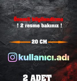 Resim Modifiye Fabrikası Instagram Logolu Kullanıcı Adı - 2 Adet 20 Cm Folyo Kesim Sticker - Hologram - 