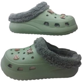 Resim Akınal Bella Kadın Taşlı Pastel Yeşili İçi Peluş Eva Terlik Yeşil 