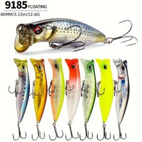 Resim 1 adet Yüzen Jig Lure 8cm 3.15in - Çok Renkli Gerçekçi Balık Lure ile Keskin Üçlü saç tokası, Suya Dayanıklı Plastik, Tatlı Su Balığı ve Pika Balıkçılığı için, Taşınması ve Saklanması Kolay, Balıkçılık Lureleri ve Yemleri, Doğal Görünüm, Yüksek Kaliteli Lure 