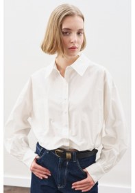 Resim Manuka Crop Balon Form Gömlek Ekru Ekru 