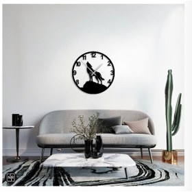 Resim Kurt Figürlü Metal Duvar Saati Metal - Siyah 