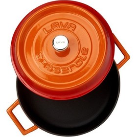 Resim Lava Döküm Çok Amaçlı Yayvan Tencere Çap Ø 24 Trendy Serisi - Turuncu Turuncu 