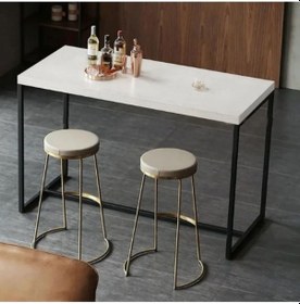 Resim Tory Gold Metal Yuvarlak Doğal Ahşap Bar Taburesi Gold 