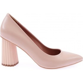 Resim Dgn 660-22y Kadın Sivri Burun Parmak Dekolteli Galvaniz Ökçe Topuklu Ayakkabı 660-1918-R1806 Ten Rengi 