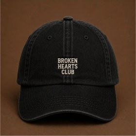 Resim Broken Hearts Club" (Kırık Kalpler Kulübü) Estetik Nakışlı Vintage Yıkamalı Beyzbol Şapkası 