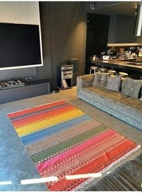 Resim rugs modern Cotton 546 Canlı Çok Renkli Dokuma Taban Kilim, 120 x 180 